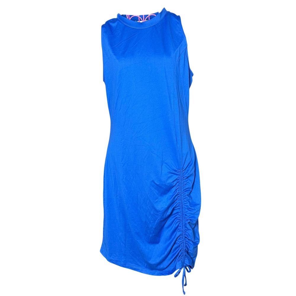 Socialite Blue Mock Neck Ruched Side‎ Bodycon Mini Party Dress Womens Size Large